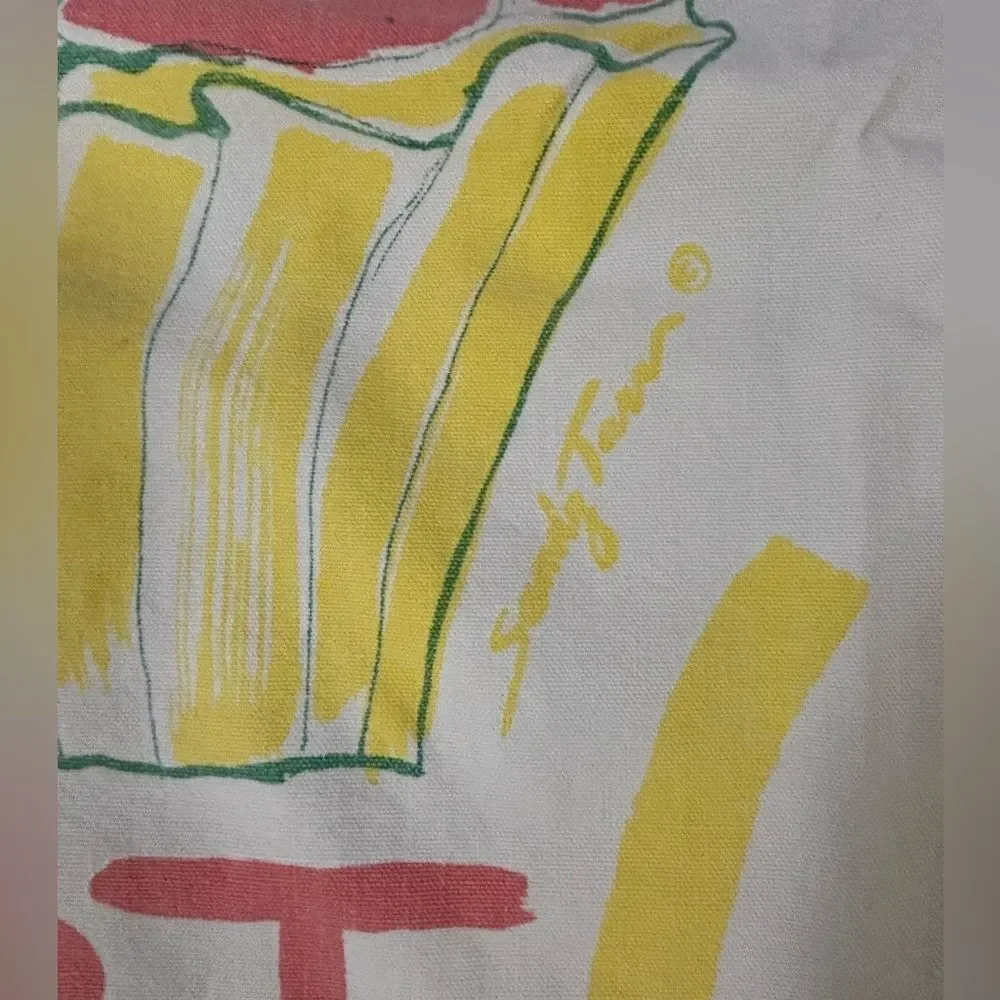 VINTAGE Pink Yellow Sandy Tarr Artist Pop Art Graphic Retro Holiday TART Apron